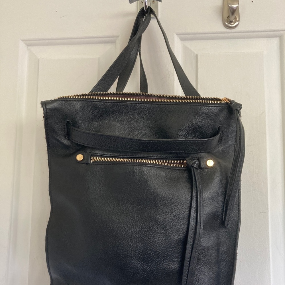 KOOBA  Fairfield Leather Convertible Backpack Purse BLACK